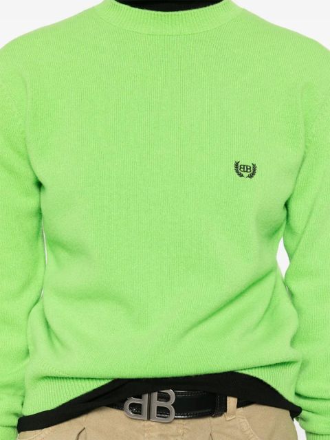Balenciaga logo-embroiderde sweater - Green