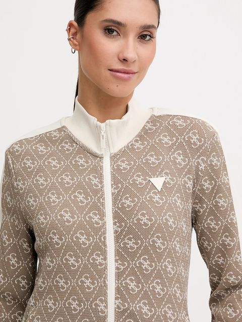 Guess bluza damska kolor beżowy wzorzysta V5BQ16 K1990