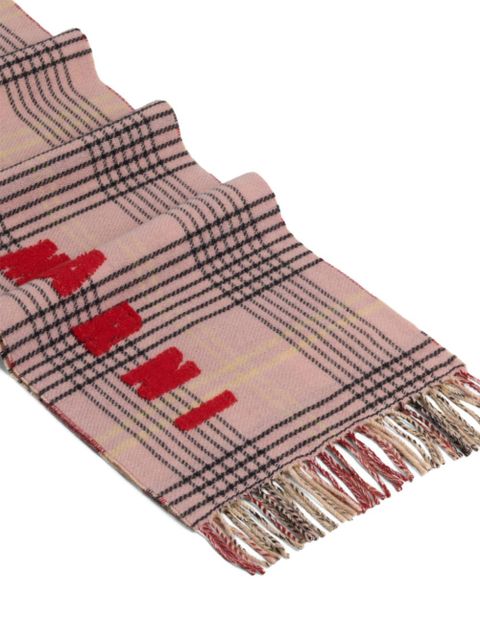 Marni intarsia-knit logo scarf - Pink