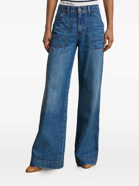 Lauren Ralph Lauren patch-pocket wide-leg jeans - Blue