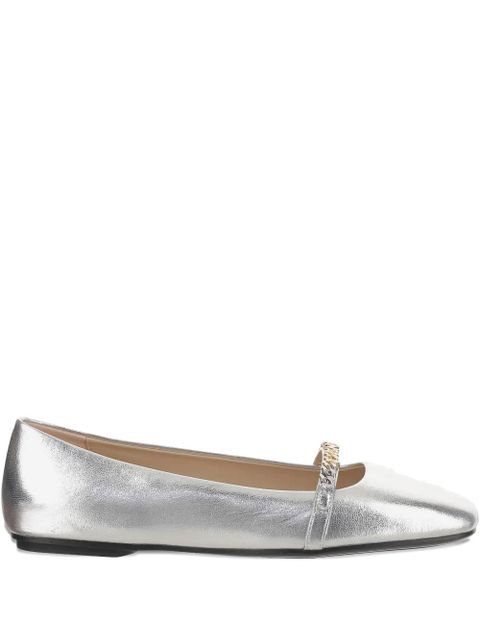 PINKO chain-embellished ballet flats - Grey - zdjęcie produktu nr 1