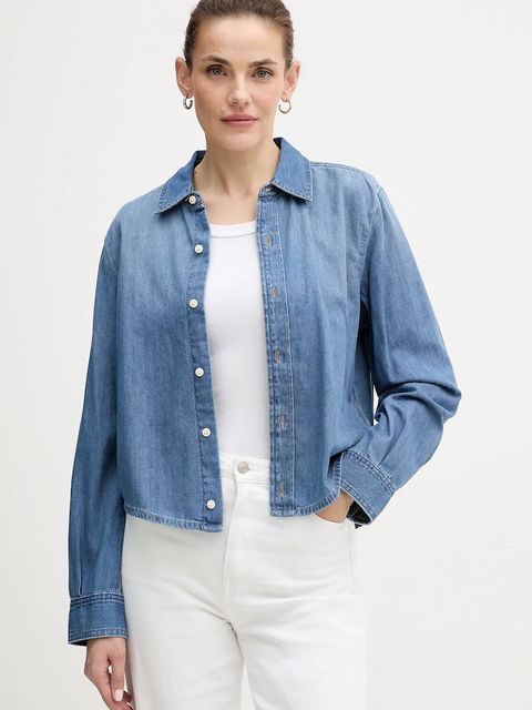 Calvin Klein Jeans koszula jeansowa damska kolor niebieski regular z kołnierzykiem klasycznym LV047E902G - zdjęcie produktu nr 1