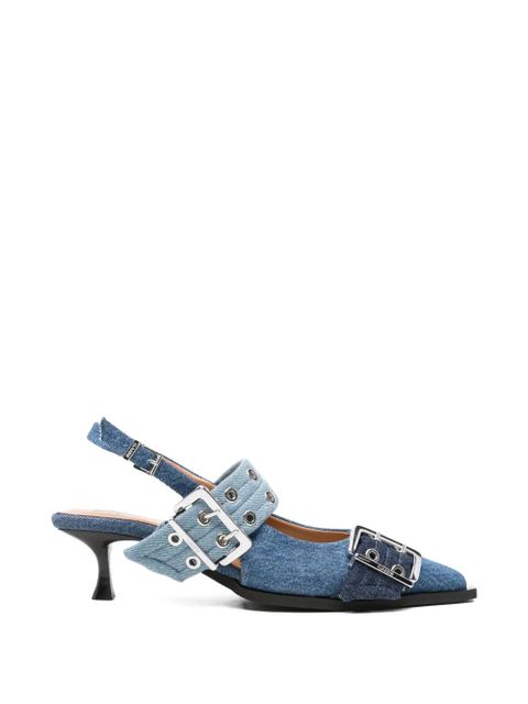 GANNI buckle-detail denim pumps - Blue - zdjęcie produktu nr 1
