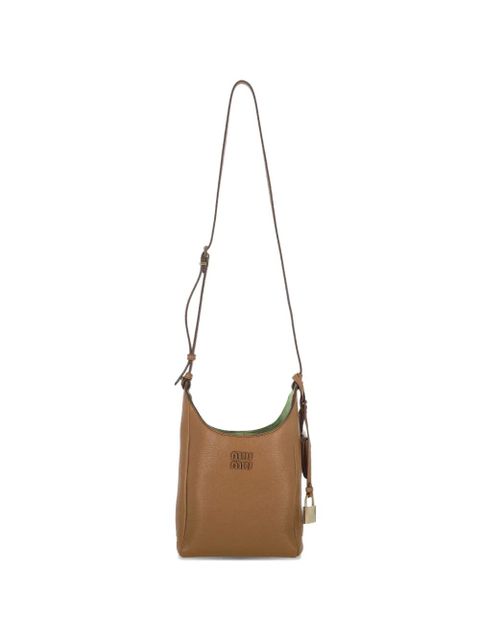 Miu Miu logo lock leather shoulder bag - Brown - zdjęcie produktu nr 1
