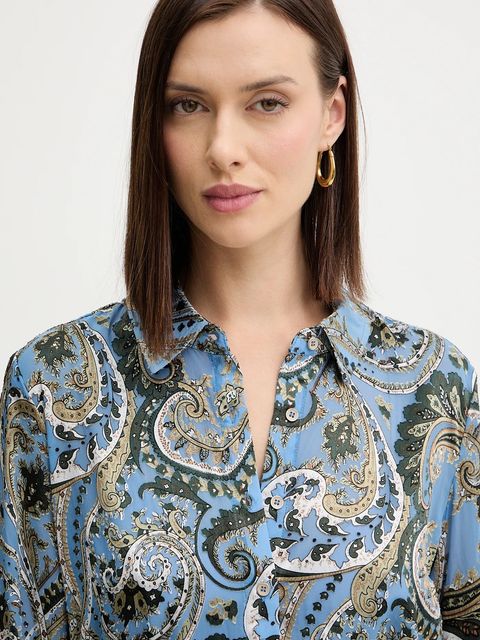 Guess koszula CLARISSE damska kolor niebieski regular z kołnierzykiem klasycznym W5BH78 W2770