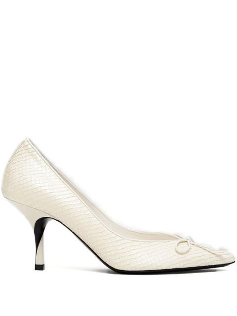 Jacquemus snakeskin bow pumps - Neutrals