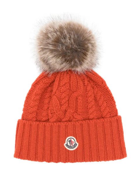 Moncler cable-knit pom-pom beanie - Orange - zdjęcie produktu nr 1