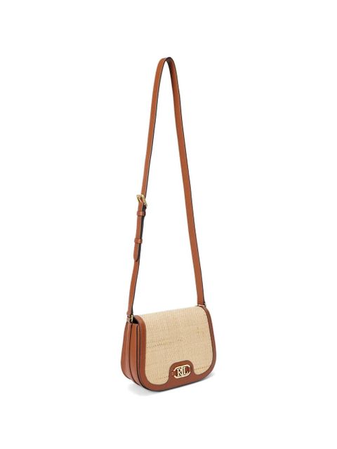 Lauren Ralph Lauren woven leather-trim shoulder bag - Brown