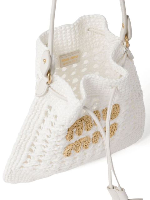Miu Miu woven raffia mini bag - White