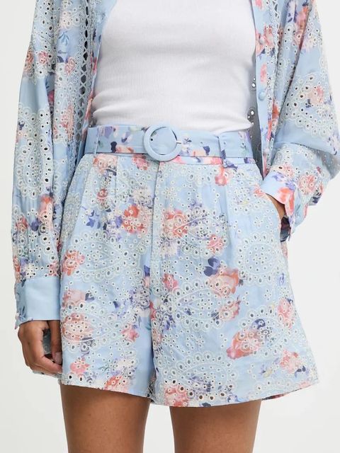 Answear.LAB szorty damskie kolor niebieski wzorzyste high waist - zdjęcie produktu nr 1