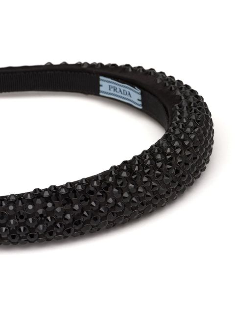 Prada crystal-embellished satin headband - Black - zdjęcie produktu nr 2