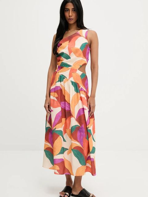 Answear.LAB sukienka kolor pomarańczowy maxi rozkloszowana