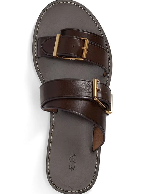 Polo Ralph Lauren japonki skórzane Bkle Slide damskie kolor brązowy 818P01589003