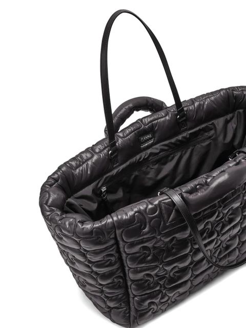 GANNI logo-quilted tote bag - Black