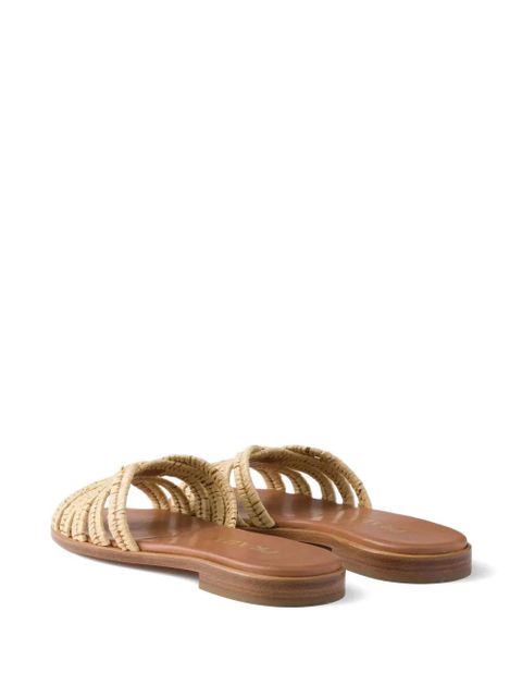 Prada crochet flat sandals - Neutrals