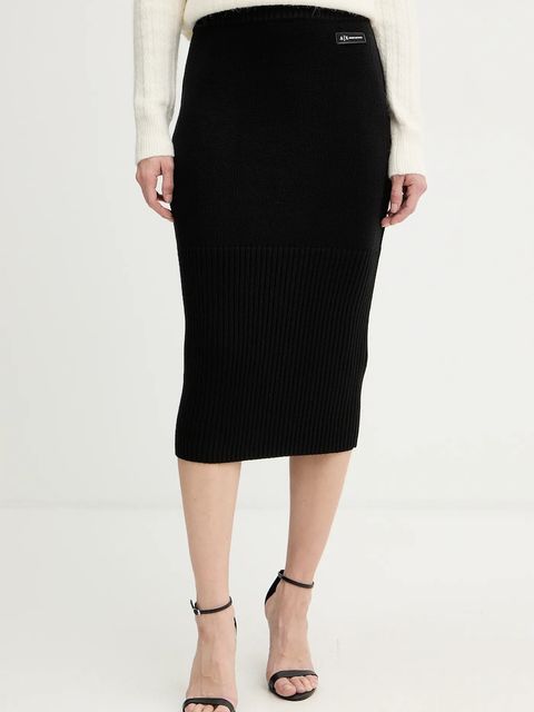 Armani Exchange spódnica z dodatkiem wełny kolor czarny midi ołówkowa XW001309 AF13774 - zdjęcie produktu nr 1