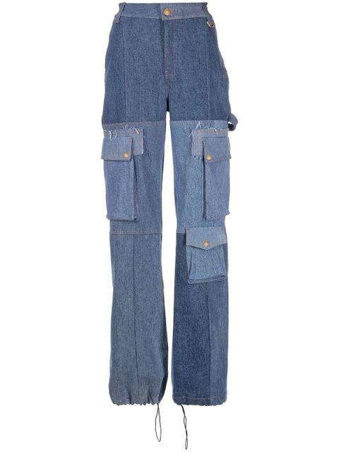 Marine Serre high-rise panelled jeans - Blue - zdjęcie produktu nr 1