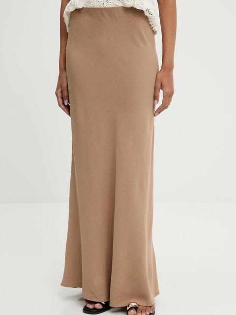 Answear.LAB spódnica z lnem kolor brązowy maxi prosta - zdjęcie produktu nr 1