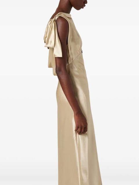 Miu Miu scoop-back satin-effect maxi dress - Neutrals