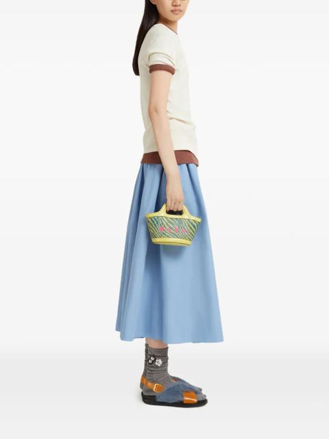 Marni wavy-pattern embroidered tote bag - Green - zdjęcie produktu nr 2