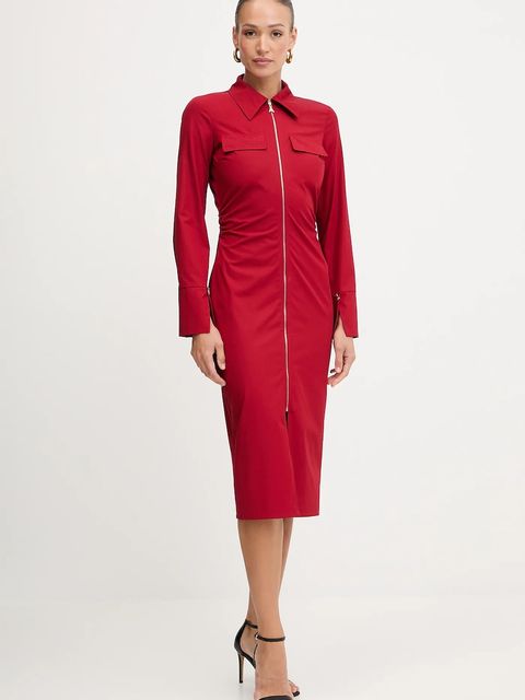 Patrizia Pepe sukienka bawełniana kolor czerwony midi prosta 8A1538 A391 - zdjęcie produktu nr 1