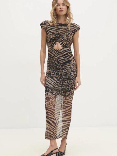 Answear.LAB sukienka kolor czarny maxi dopasowana