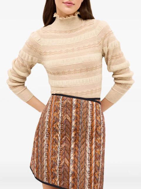 Marie Oliver Adison ruffled high-neck wool jumper - Neutrals