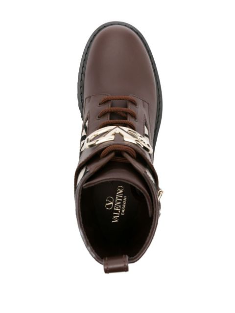 Valentino Garavani Toile Iconograph combat boots - Brown