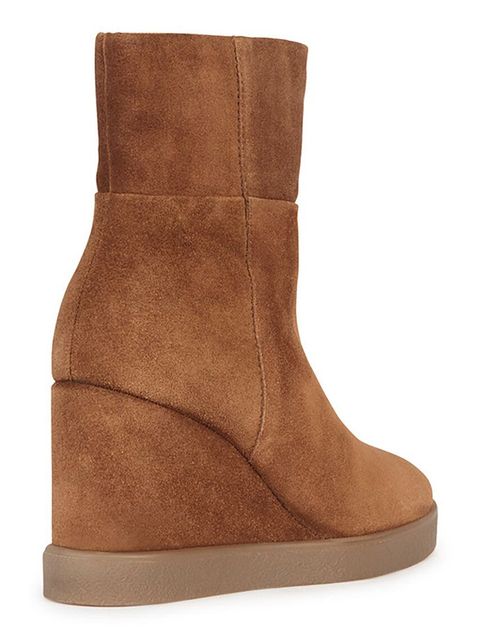 Geox botki zamszowe D ELIDEA WEDGE damskie kolor brązowy na koturnie D36VQB 00022 CD500