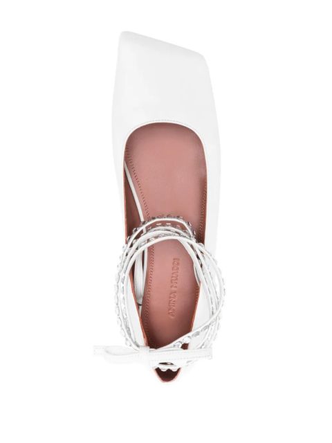 Amina Muaddi Anne lace-up leather ballerinas - White