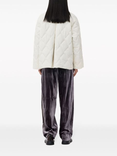 GANNI pointed-collar diamond quilting jacket - White