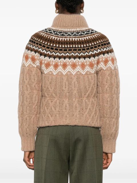 Moncler Grenoble patterned-jacquard puffer jacket - Brown