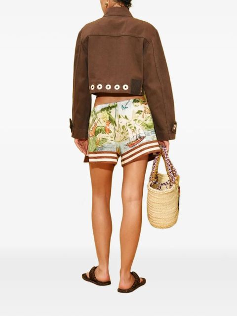 ALEMAIS Tobe eyelet-embellished cropped jacket - Brown