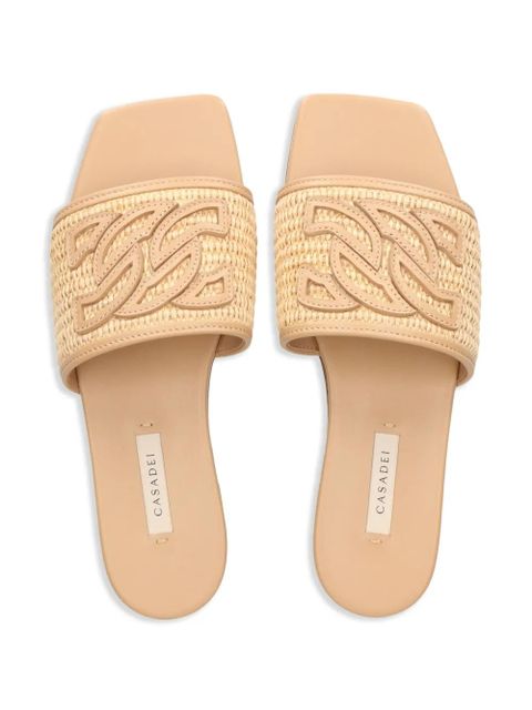 Casadei Portofino woven-raffia slides - Neutrals - zdjęcie produktu nr 2
