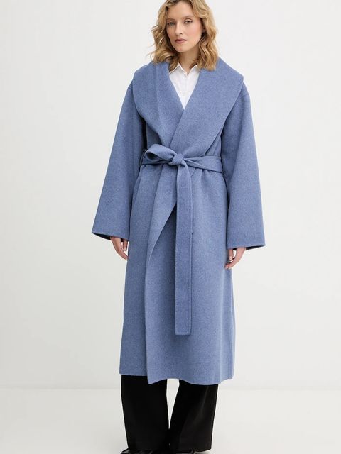 Calvin Klein płaszcz z dodatkiem wełny kolor fioletowy LV044E537G