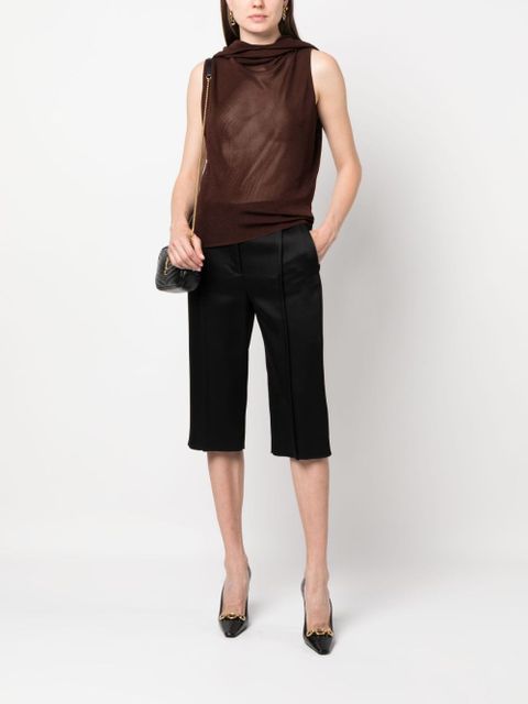 Saint Laurent sleeveless hooded mesh top - Brown