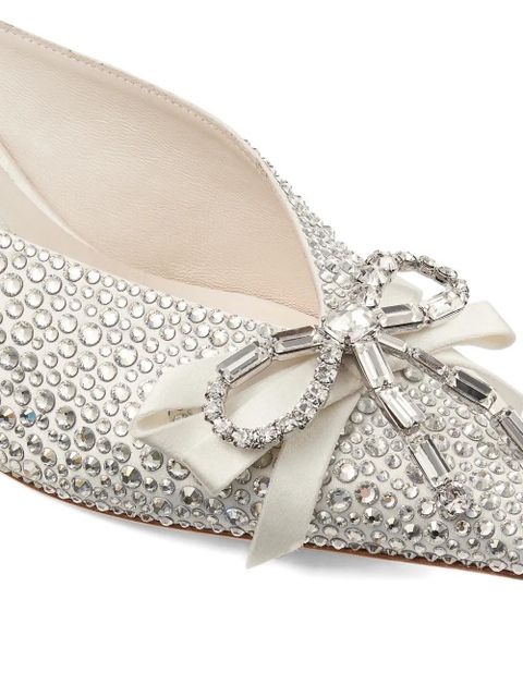 Jimmy Choo 50mm Auria crystal bow mule - Silver