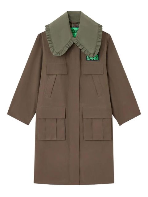GANNI x Barbour ruffled-detail coat - Brown - zdjęcie produktu nr 1