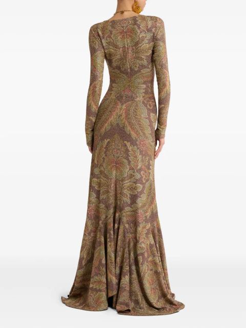 ETRO paisley-print ruffled dress - Brown - zdjęcie produktu nr 2