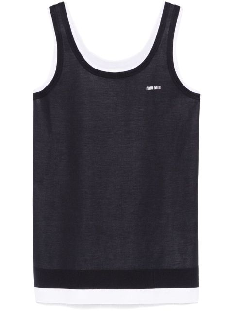 Miu Miu knitted poplin mini dress - Blue - zdjęcie produktu nr 1