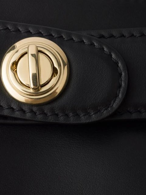 Prada logo-stamp leather tote bag - Black