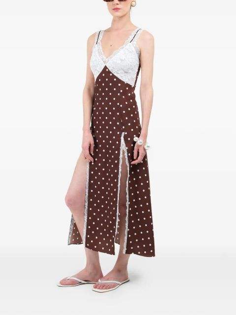 Rowen Rose polka-dots lace maxi dress - Brown - zdjęcie produktu nr 2