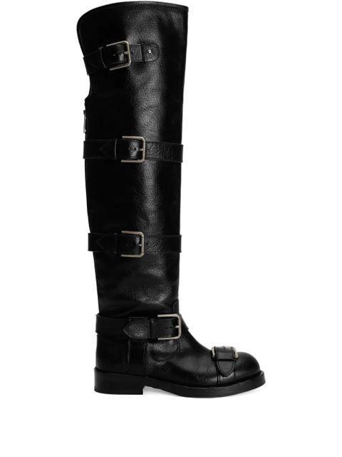 Dolce & Gabbana buckle-strap leather boots - Black - zdjęcie produktu nr 1