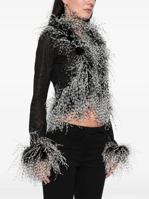 Oséree Lumiere Plumage top - Black