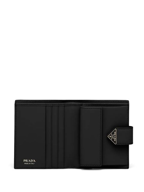 Prada small logo-plaque Saffiano leather wallet - Black