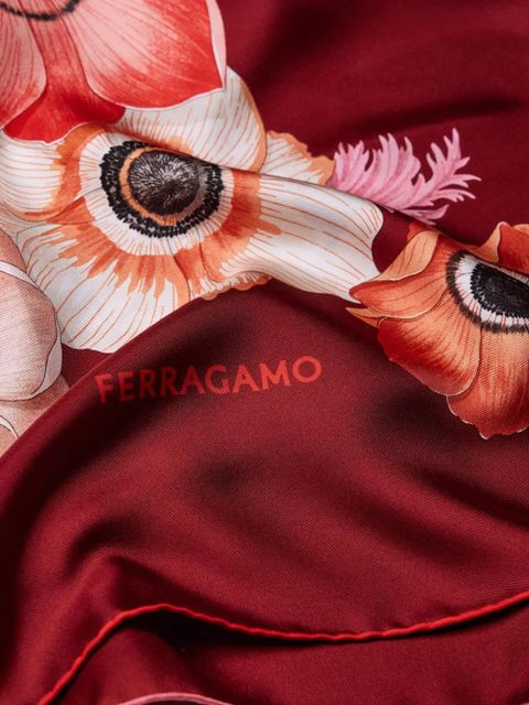 Ferragamo floral-print silk scarf - Red