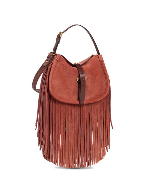 ETRO small Pony fringes suede shoulder bag - Red