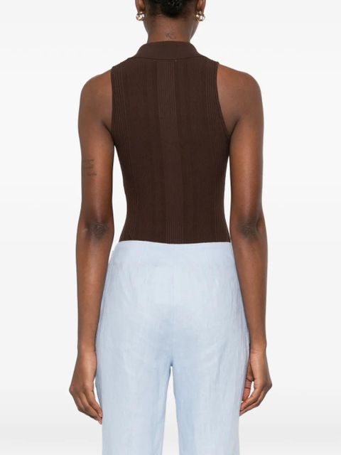 SANDRO polo-collar bodysuit - Brown