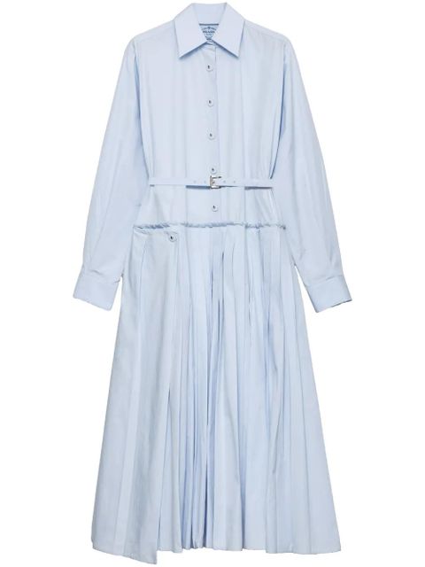 Prada pleated poplin dress - Blue - zdjęcie produktu nr 1