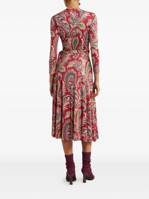 ETRO paisley-print wrap midi dress - Red